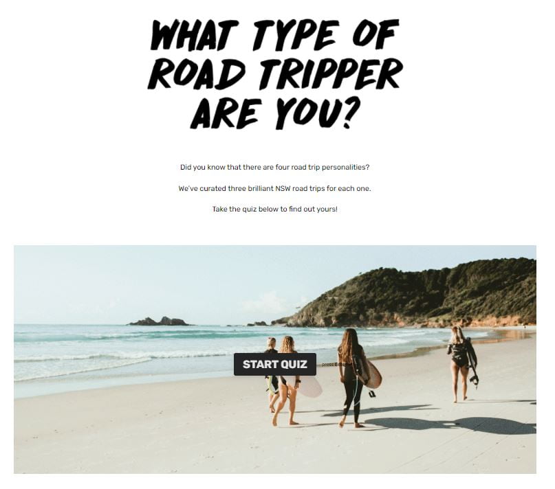 We Are Explorers road tripper campaign quiz