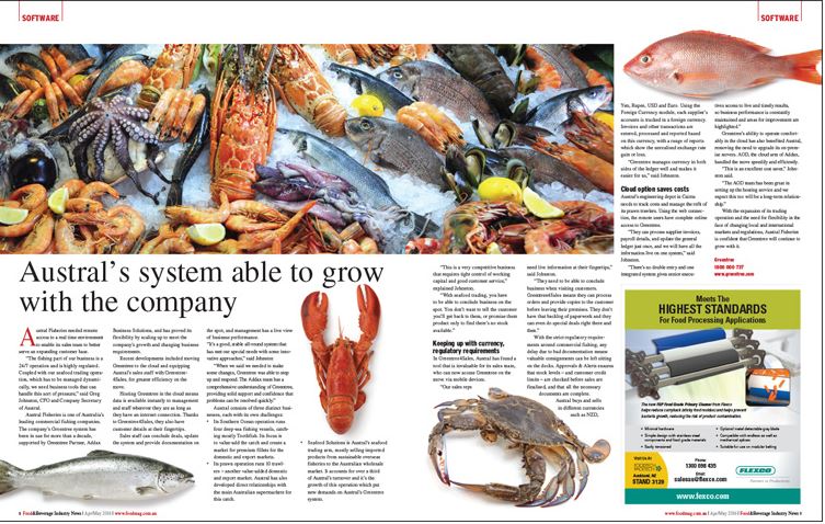 A double page spread from Food & Beverage Industry News.